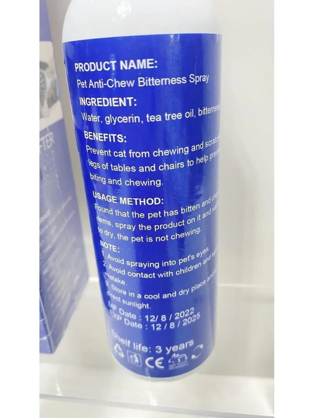 Pet Anti Chew Bitterness Spray New Open Box